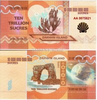 бона Остров Дарвина 10 000 000 000 000 сукре 2015 год золотая ракушка