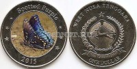 монета Западные Малые Зондские острова 1 доллар 2015 год Бабочка Spotted Purple