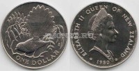 монета Новая Зеландия 1 доллар 1980 год веерохвост