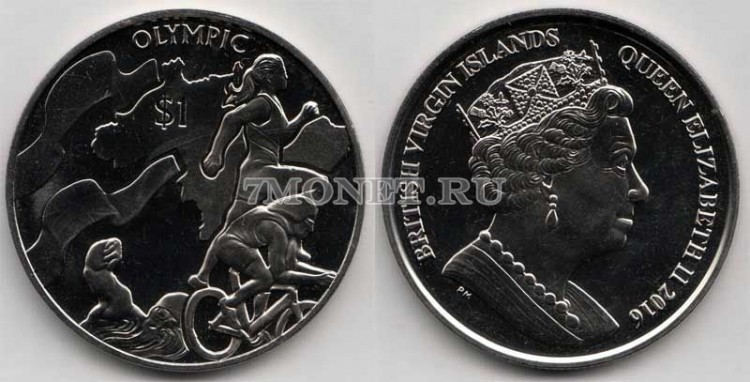 монета Виргинские острова 1 доллар 2016 год Олимпиада в Рио-де-Жанейро - триатлон
