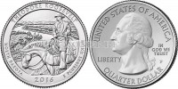 США 25 центов 2016D год штат Северная Дакота, Национальный исторический парк Теодор-Рузвельт, 34-й