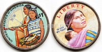 монета США 1 доллар 2014 год «Гостеприимство американских индейцев», эмаль