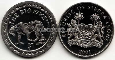 монета Cьерра-Леоне 1 доллар 2001 год леопард