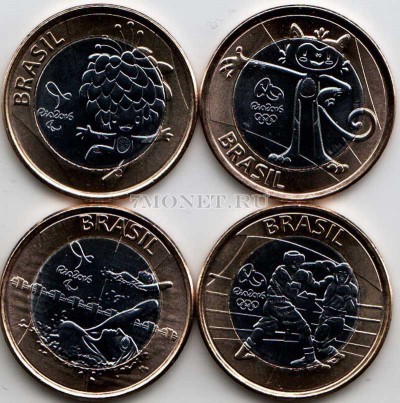 Бразилия набор из 4-х монет 2016 годы Олимпиада в Рио де Жанейро