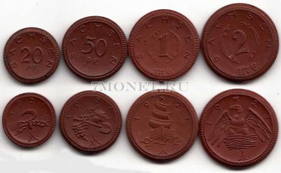 Германия набор из 4-х нотгельдов (Саксония) 1921 год, керамика