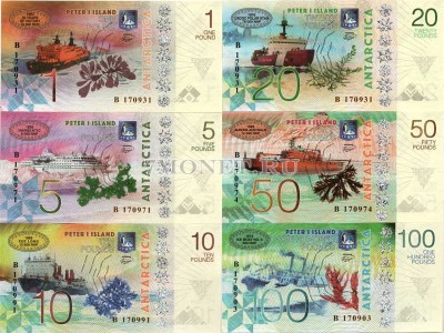 Остров Петра I набор из 6-ти банкнот 2017 год Антарктика - Экспедиционные кор...