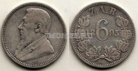 монета Южная Африка 6 пенсов 1895 год Крюгер