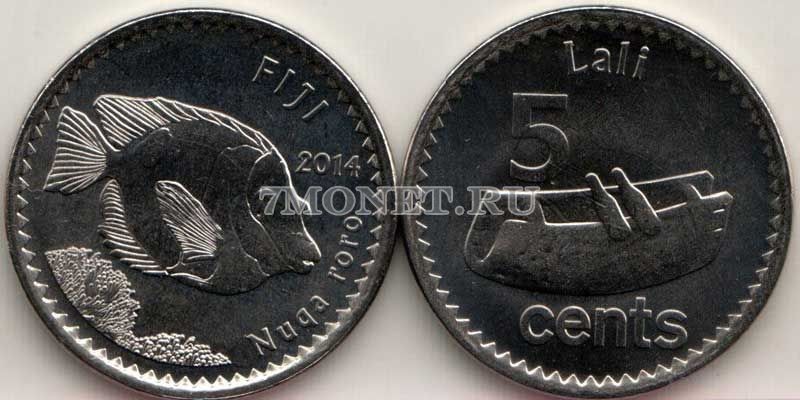 монета Фиджи 5 центов 2014 год