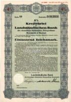 Германия Облигация займа 4% на 1000 Рейхсмарок 1940. Баутцен