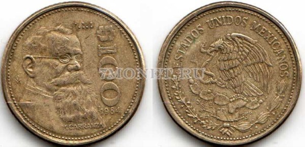 монета Мексика 100 песо 1984 год Венустиано Карранса де ла Гарса