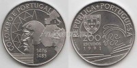 монета Португалия  200 эскудо 1991 год Колумб и Португалия