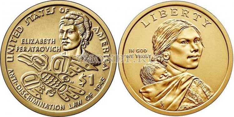монета США 1 доллар 2020D год Сакагавея, Закон о борьбе с дискриминацией - Элизабет Ператрович