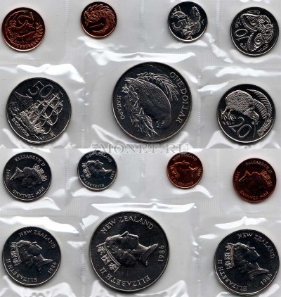 Новая Зеландия набор из 7-ми монет 1986 год