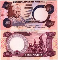 бона Нигерия 5 найра 2005 год