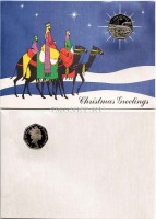 монета Остров Мэн 50 пенсов 1990 год Рождество - в открытке