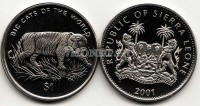 монета Cьерра-Леоне 1 доллар 2001 год тигр