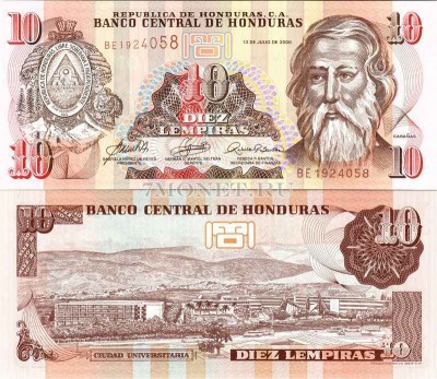 бона Гондурас 10 лемпир 2006-10 год