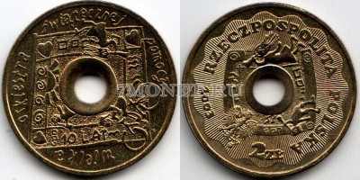 Польша 2 злотых 2003 год 10 лет Великому Оркестру Рождественской Помощи