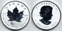 монета Канада 5 долларов 2014 год кленовый лист