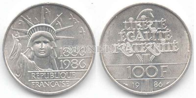монета Франция 100 франков 1986 год
