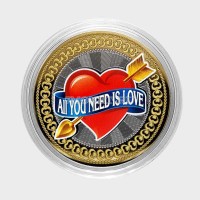 монета 10 рублей 2016 год, ALL YOU NEED IS LOVE, цветная, неофициальный выпуск