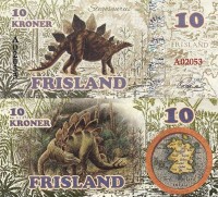бона Фрисланд 10 крон 2016 год Стегозавр