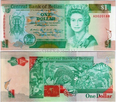 бона Белиз 1 доллар 1990 год Жизнь моря
