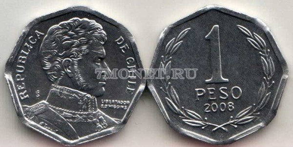 монета Чили 1 песо 2008 год