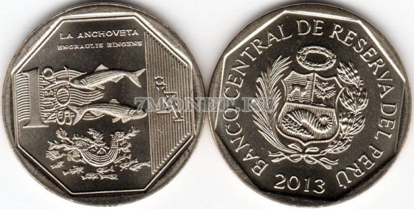 монета Перу 1 новый соль 2013 год Анчоус