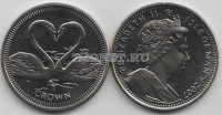 монета Остров Мэн 1 крона 2007 год лебеди