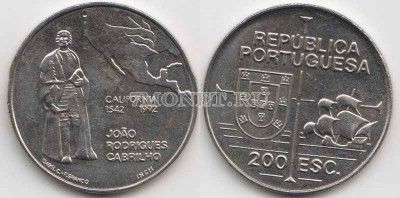 монета Португалия  200 эскудо 1992 год Великие географические открытия Калифо...