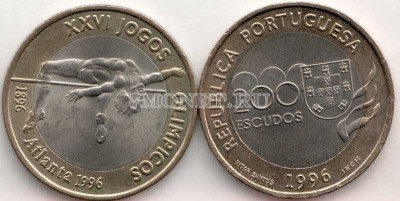 монета Португалия  200 эскудо 1996 год XXVI летние Олимпийские Игры, Атланта ...