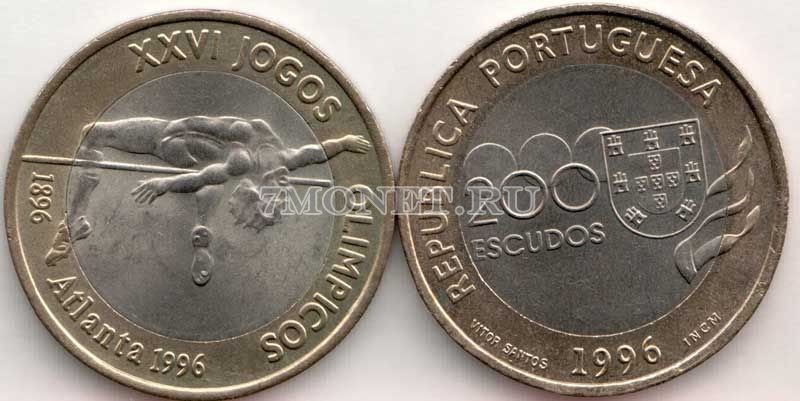 монета Португалия  200 эскудо 1996 год XXVI летние Олимпийские Игры, Атланта 1996