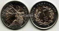 монета Турция 1 лира 2012 год благородный олень биметалл