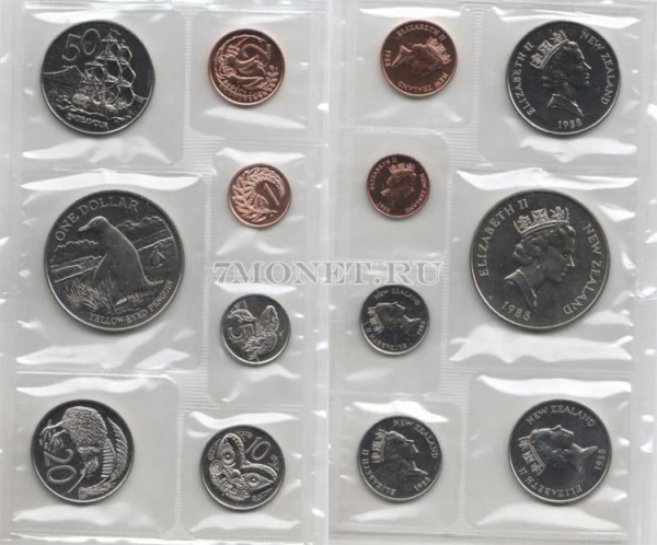 Новая Зеландия набор из 7-ми монет 1988 год