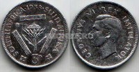 монета Южная Африка 3 пенса 1938 год Георг VI