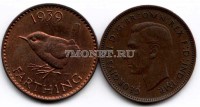 монета Великобритания 1 фартинг 1939 год Георг VI