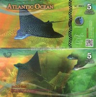 бона Атлантический океан 5 долларов 2017 год Обыкновенный скат Орляк