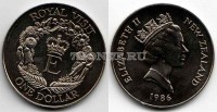 монета Новая Зеландия 1 доллар 1986 год королевский визит