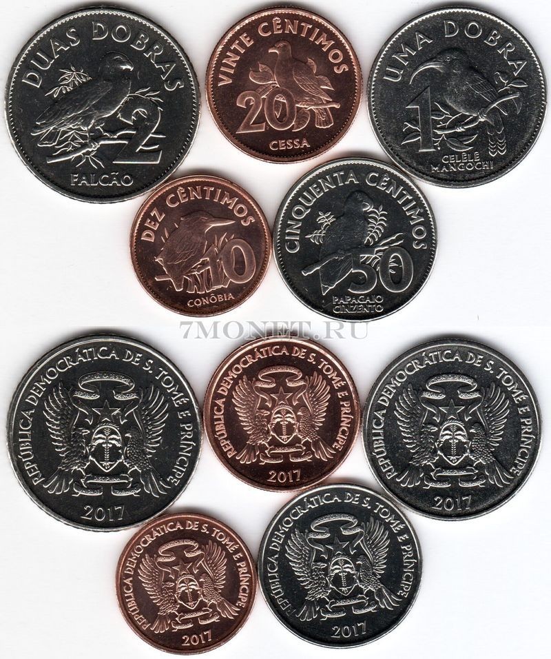 Острова Сан-Томе и Принсипи набор из 5-ти монет 2017 год