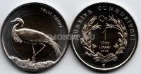 монета Турция 1 лира 2013 год журавль-красавка биметалл