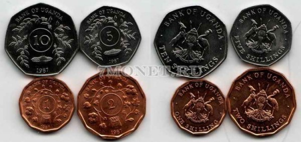 Уганда набор из 4-х монет 1987 год