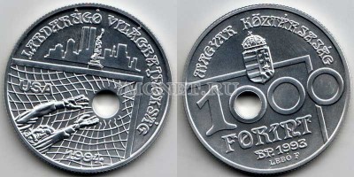 монета Венгрия 1000 форинтов 1993 год Чемпионат мира по футболу 1994