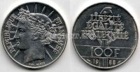 монета Франция 100 франков 1988 год содружество