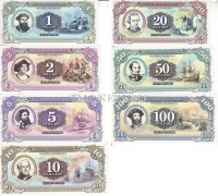 Земля Мэри Бэрд набор из 7-ми банкнот 2014 год Великие путешественники