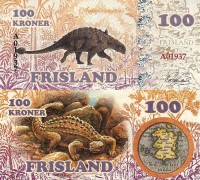 бона Фрисланд 100 крон 2016 год Анкилозавр 
