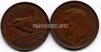 монета Великобритания 1 фартинг 1940 год Георг VI