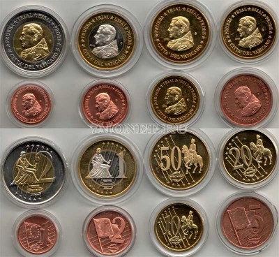 ЕВРО пробный набор из 8-ми монет Ватикан 2006 год