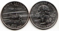 США 25 центов 2001 год Северная Каролина