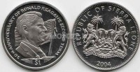 монета Cьерра-Леоне 1 доллар 2004 год президент Рональд Рейган